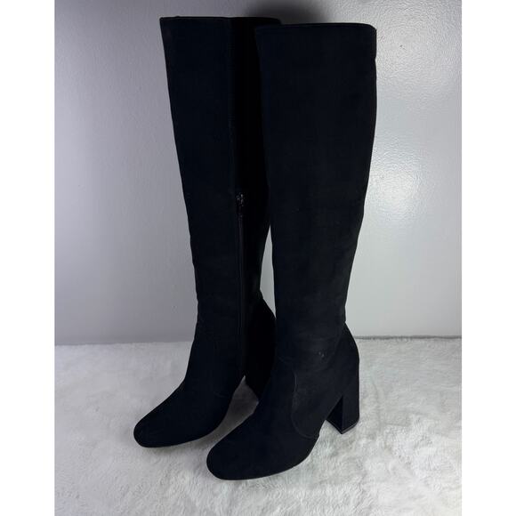 Forever 21 Women’s Black Faux Suede Over-the-Knee High Heel Boots Size 8 - Picture 2 of 10